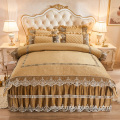 Quilted lace crystal velvet printed bedskirt sheet set